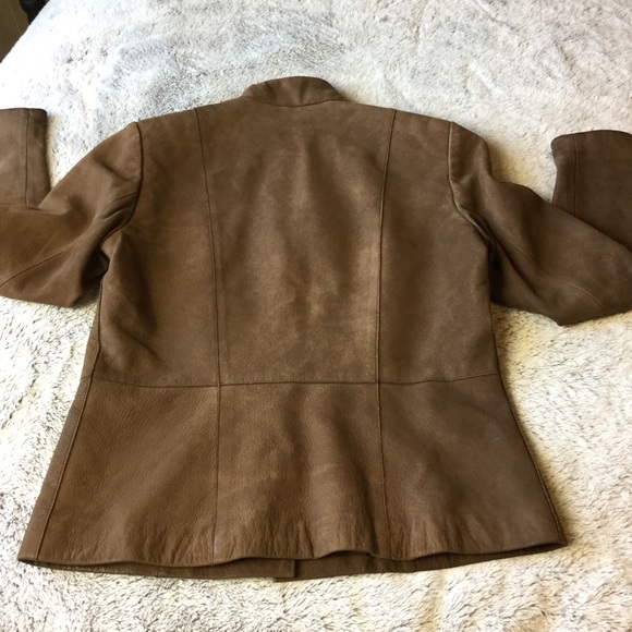 Charter Club 100% Leather Jacket Caramel Brown Color women’s size small - Picture 8 of 11